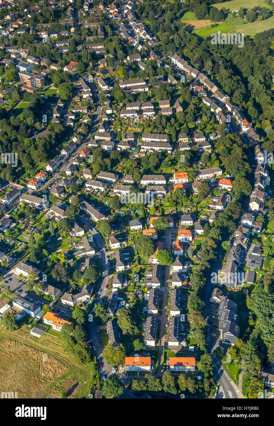 Luftbild, MülheimDümpten Siedlung Papenbusch, historische Arbeiter