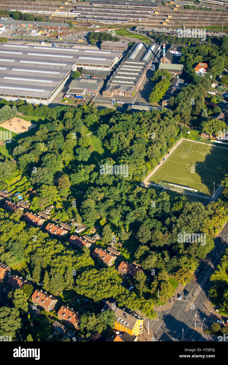 Luftaufnahme, Oberhausen Stationquarter Altenberg Kolonie Gustav-Straße, historische Arbeitsplatz Siedlung auf der Industrie-Museum-A Stockfoto
