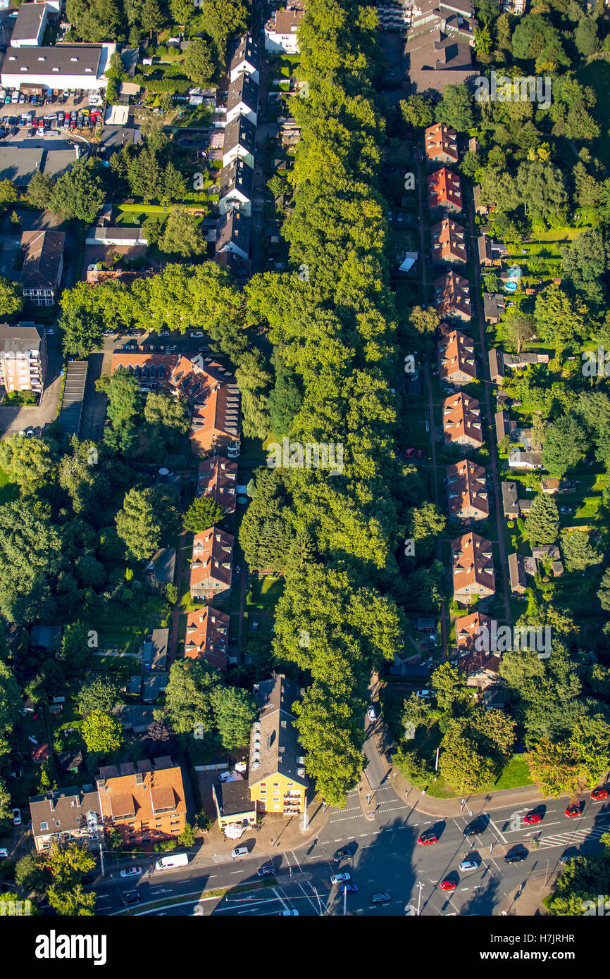 Luftaufnahme, Oberhausen Stationquarter Altenberg Kolonie Gustav-Straße, historische Arbeitsplatz Siedlung auf der Industrie-Museum-A Stockfoto