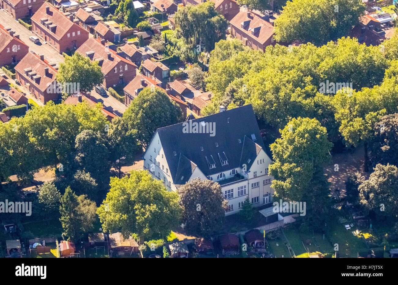 Luftaufnahme, Oberhausen Beamten Kolonie Grafenbusch, historische Siedlung, Siedlung für Gutehoffnungshütte Stockfoto