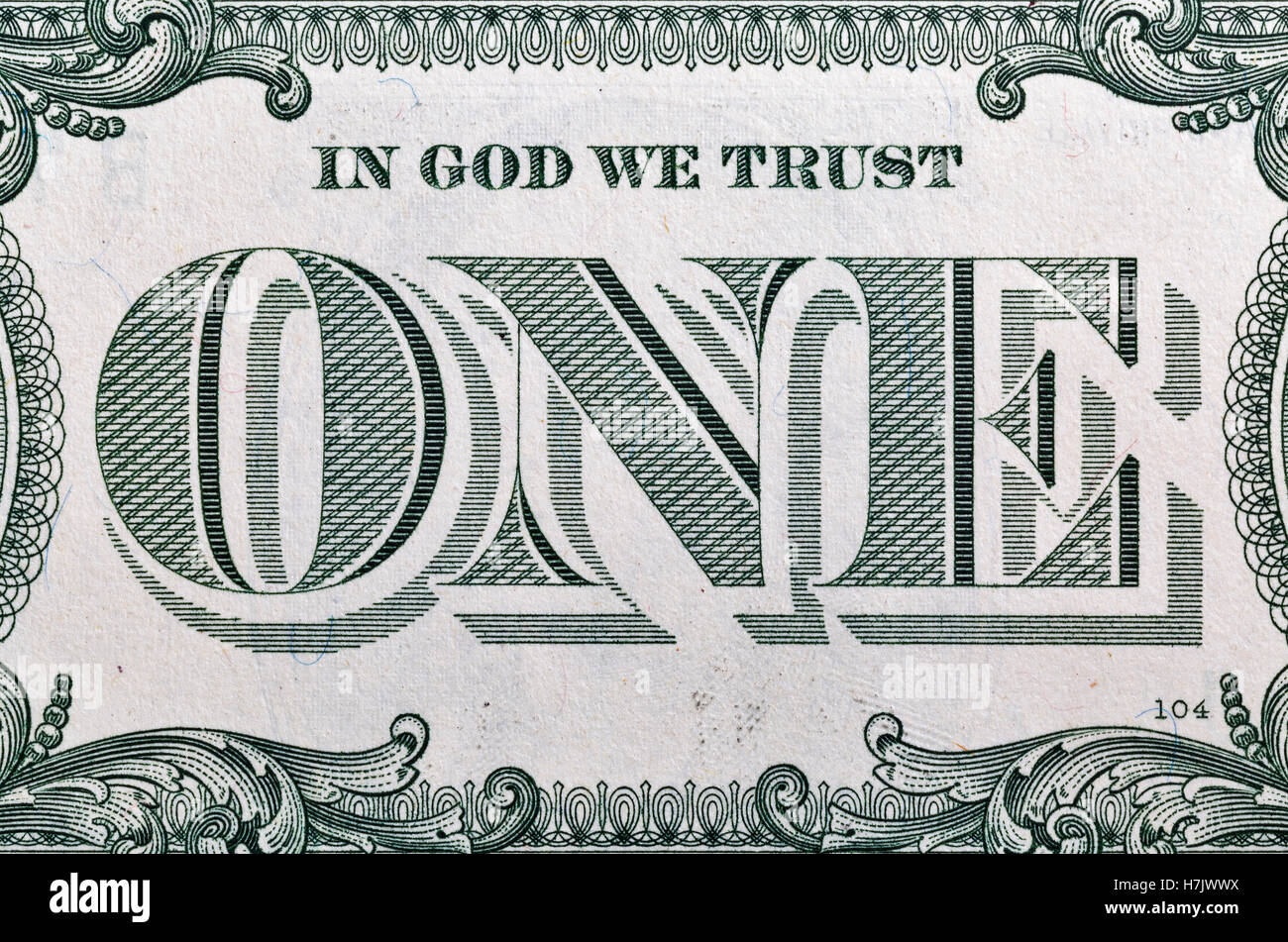 USA 1 Dollar Bill Nahaufnahme Makro, Rückseite Stockfoto