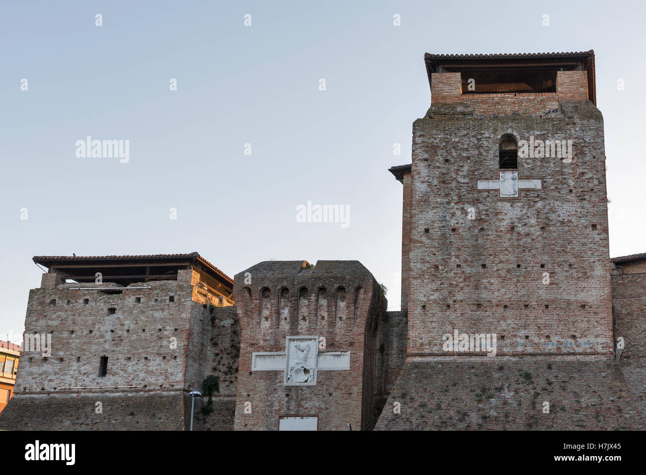 Mauern der mittelalterlichen Sigismondo Burg (Castello Sidzhizmondo) in Rimini, Italien. Stockfoto