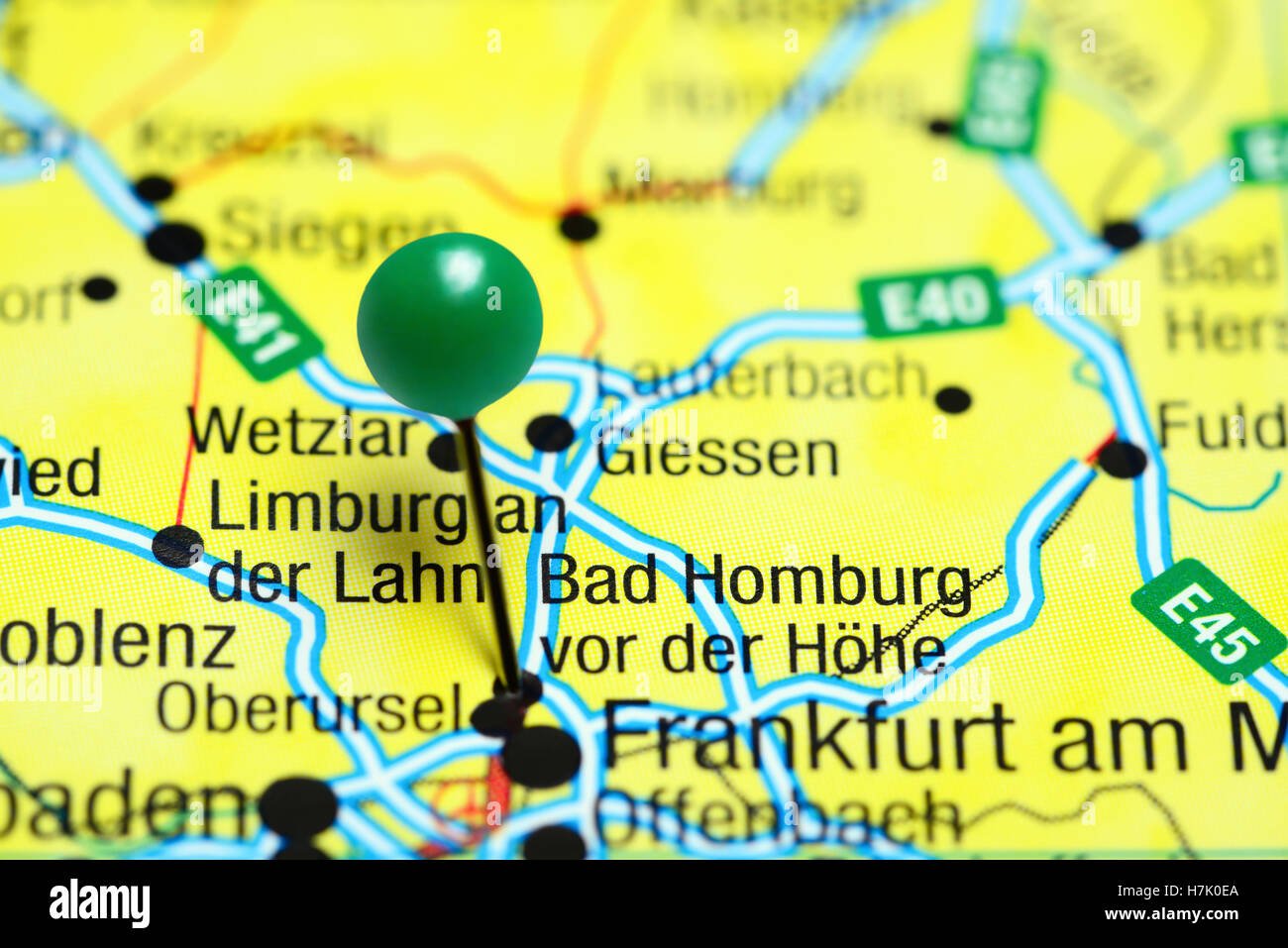 Bad Homburg Vor der Hohe fixiert auf einer Karte von Deutschland