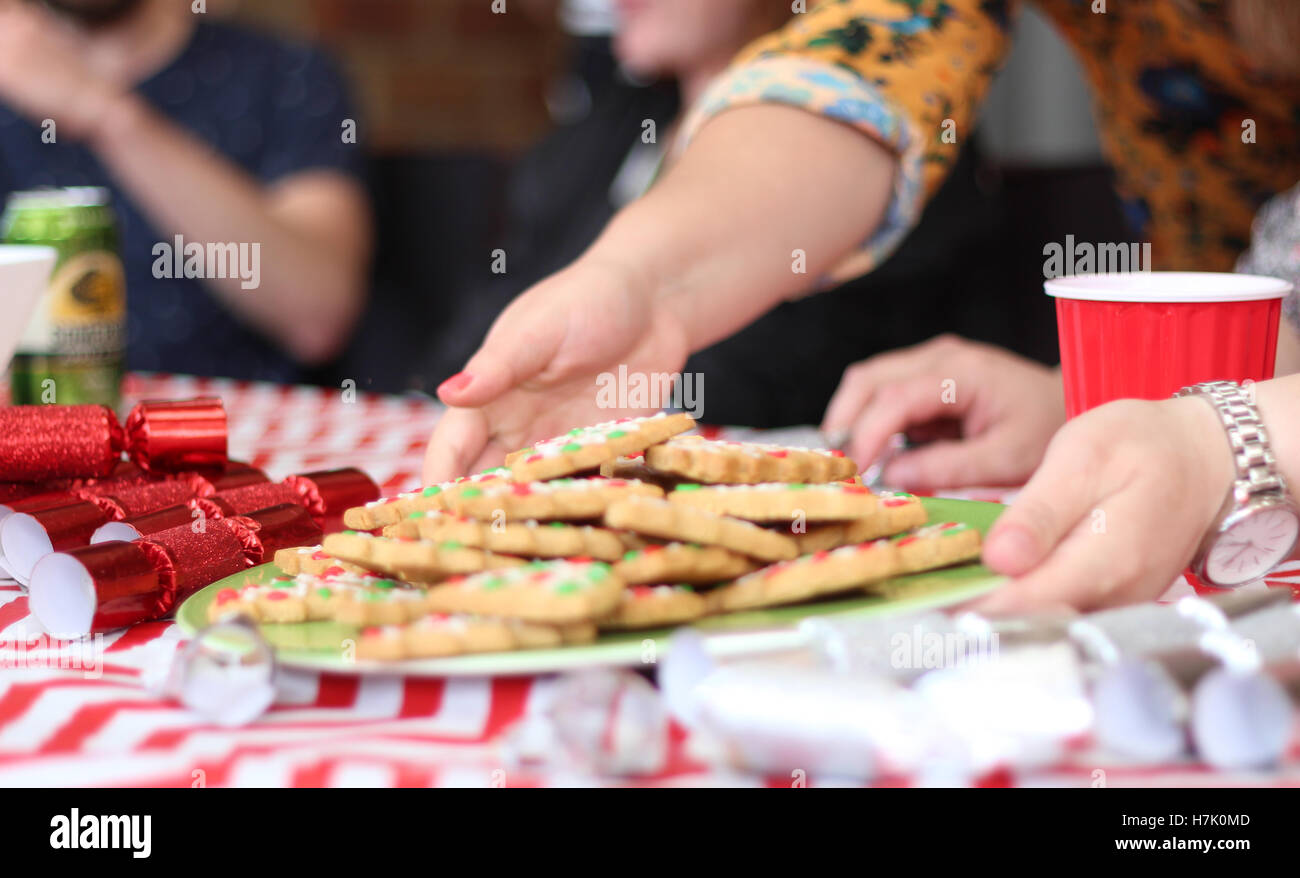 Eistee Weihnachtsbaum Kekse an ein Xmas-Grill Australien Stockfoto