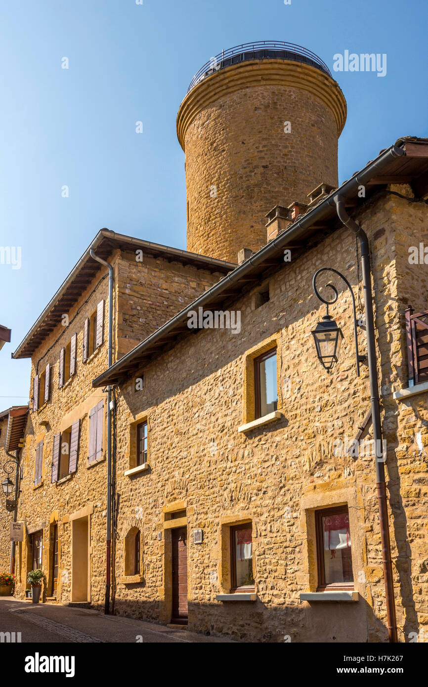 Oingt bezeichnete die schönsten Dörfer Frankreichs, das Departement Rhône, die Auvergne Rhone Alpes. Frankreich, Europa Stockfoto