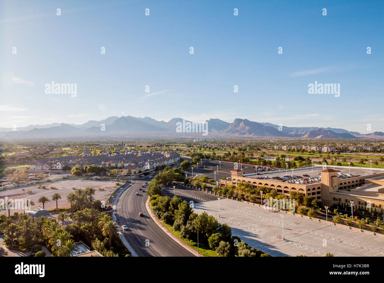 Weitwinkel-Stadt Las Vegas, Nevada, USA Stockfoto