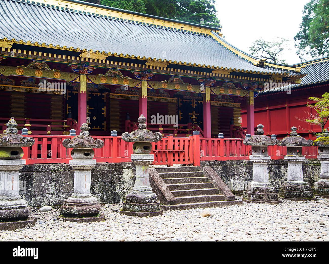 Blick auf Lager bei Tosho-gu Schrein in Nikko, Japan Stockfoto