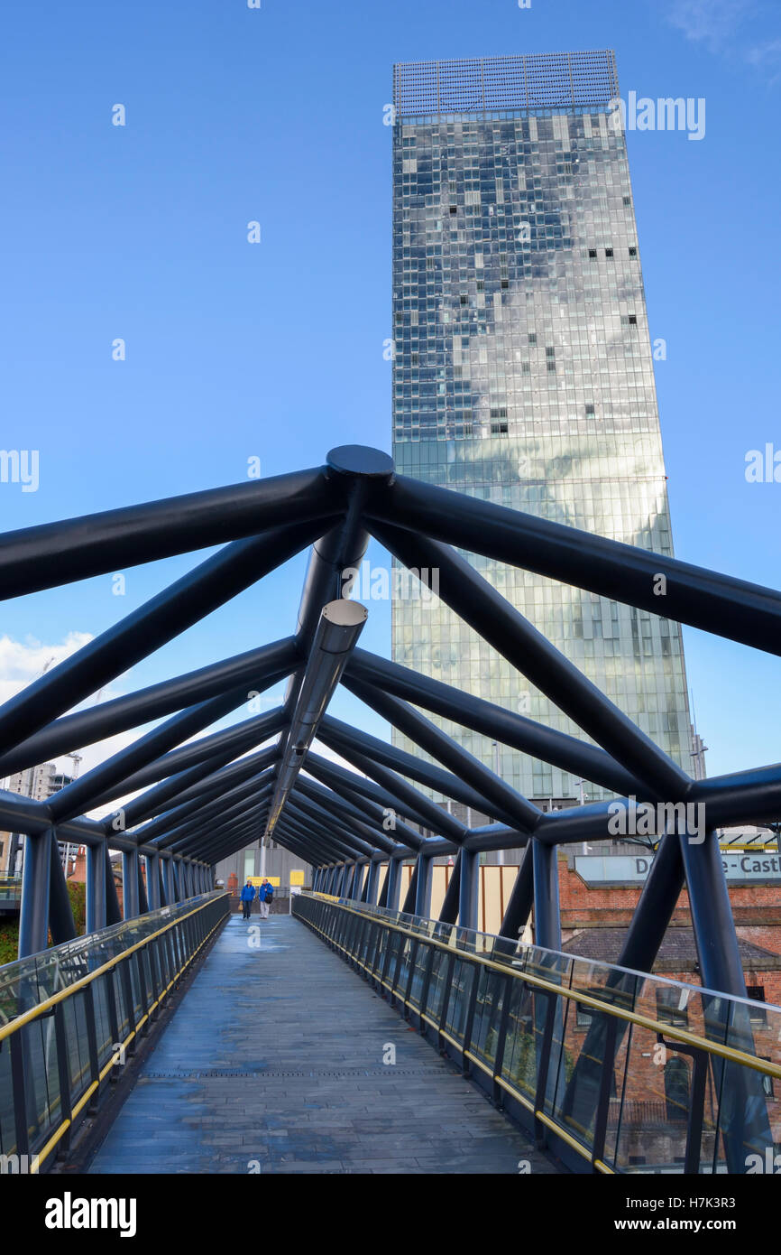 Beetham Tower und Hilton Hotel in Deansgate, Manchester. Stockfoto