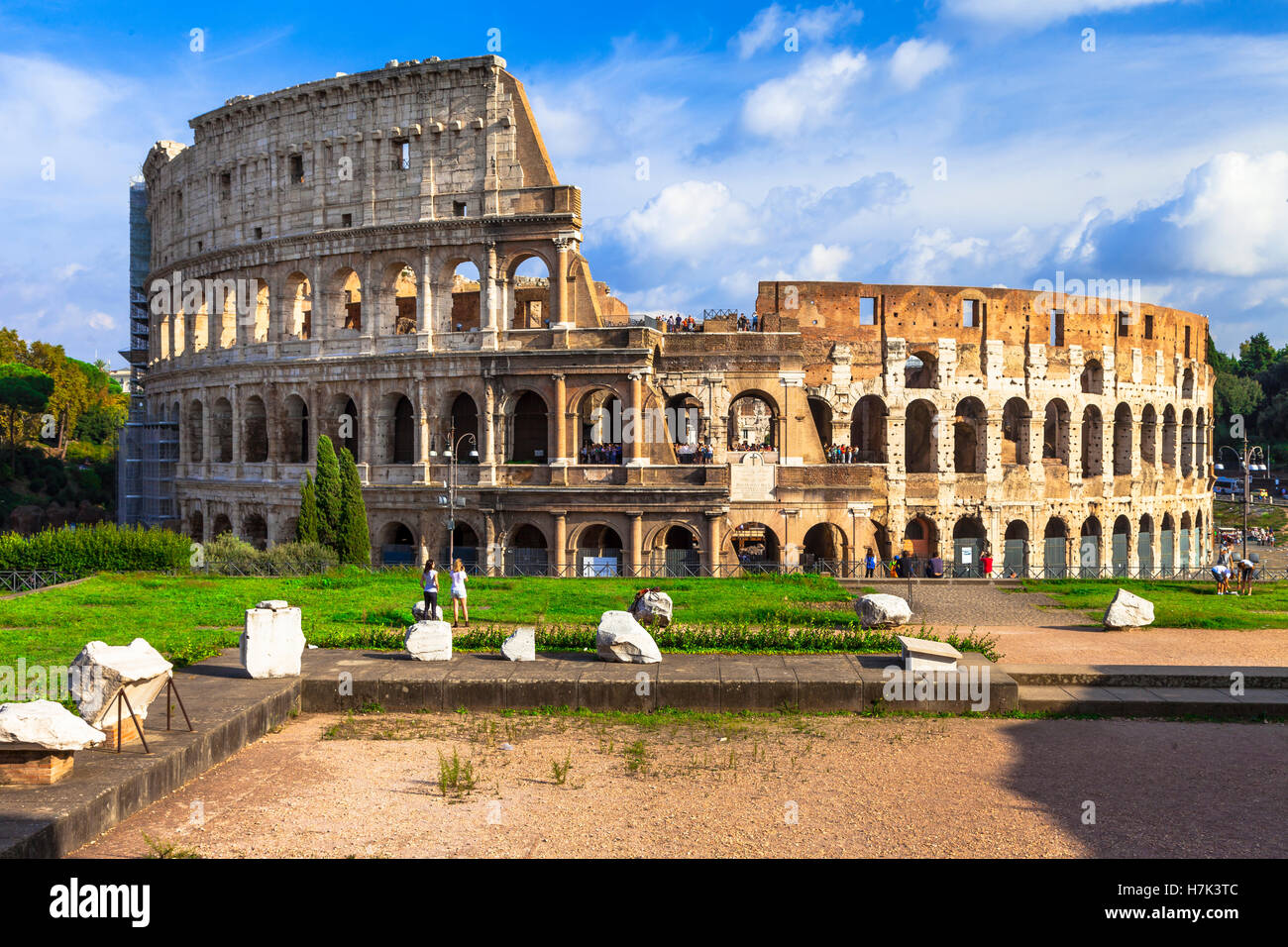 Die meisten berühmten italienischen Wahrzeichen, dem Kolosseum, Rom. Stockfoto