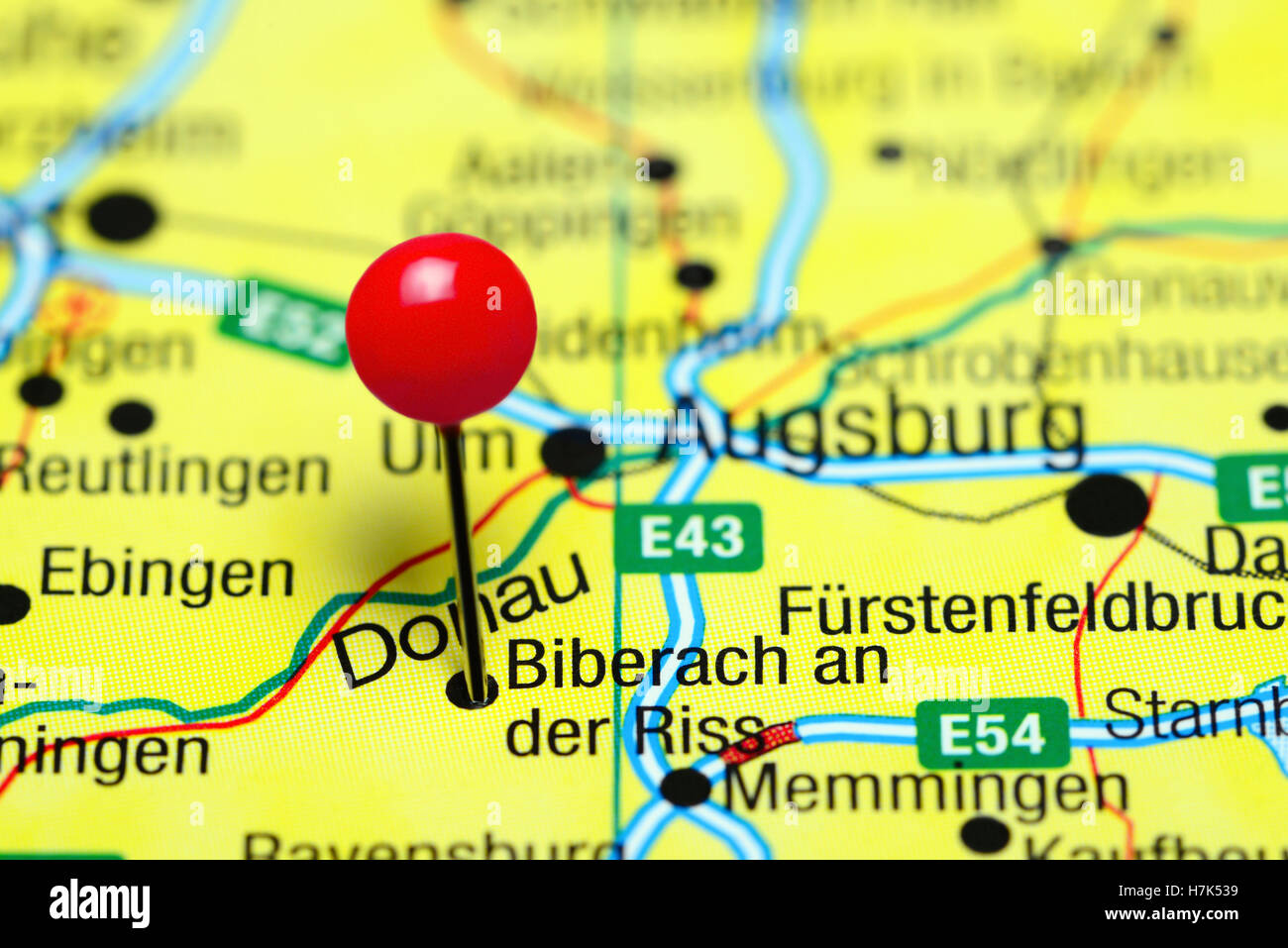 Eine der Riss Biberach merken auf einer Karte von Deutschland