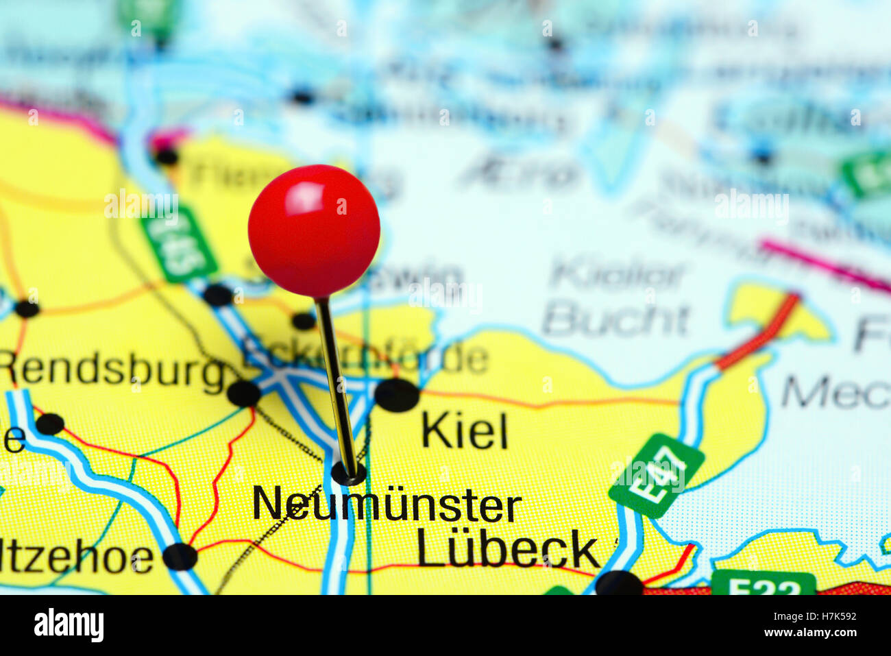 Neumünster, fixiert auf einer Karte von Deutschland Stockfotografie - Alamy