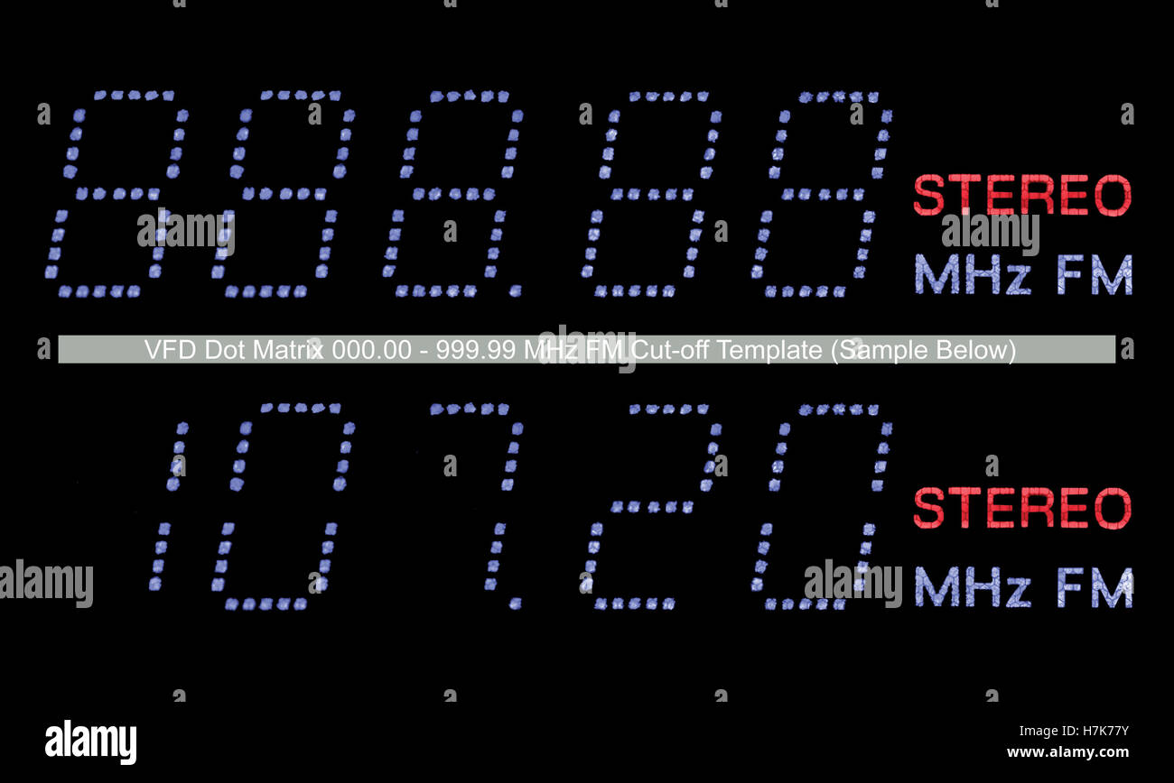 VFD Dot Matrix FM Stereo Radio Display Makro, blau Stockfoto