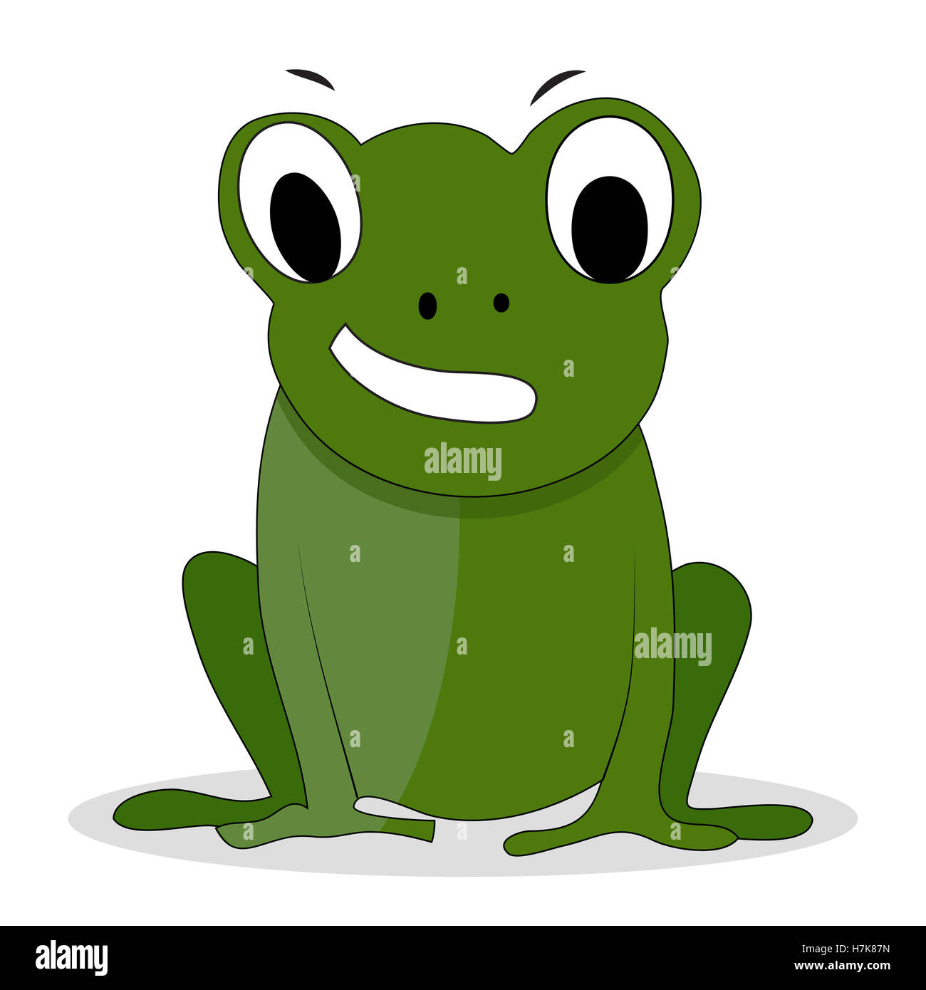 Grüner Frosch-Cartoon Charakter. Cartoon-Tier, Frosch-Prinz und Cartoon-Charakter. Vektor-illustration Stockfoto