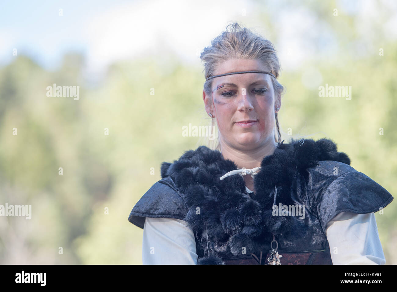 Ein mittelalterliches fest mit mittelalterlichem Turnier ist eine jährliche Veranstaltung in Söderköping, Schweden Stockfoto