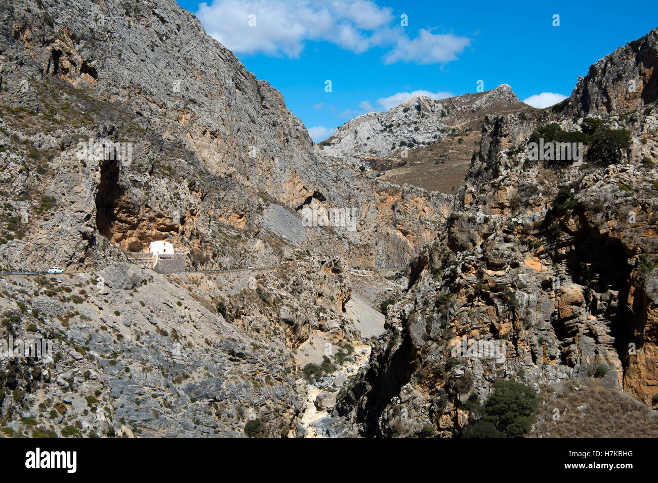 Griechenland, Kreta, Kaplle an der Straße in der kourtaliotiko-schlucht bei Plakias Stockfoto