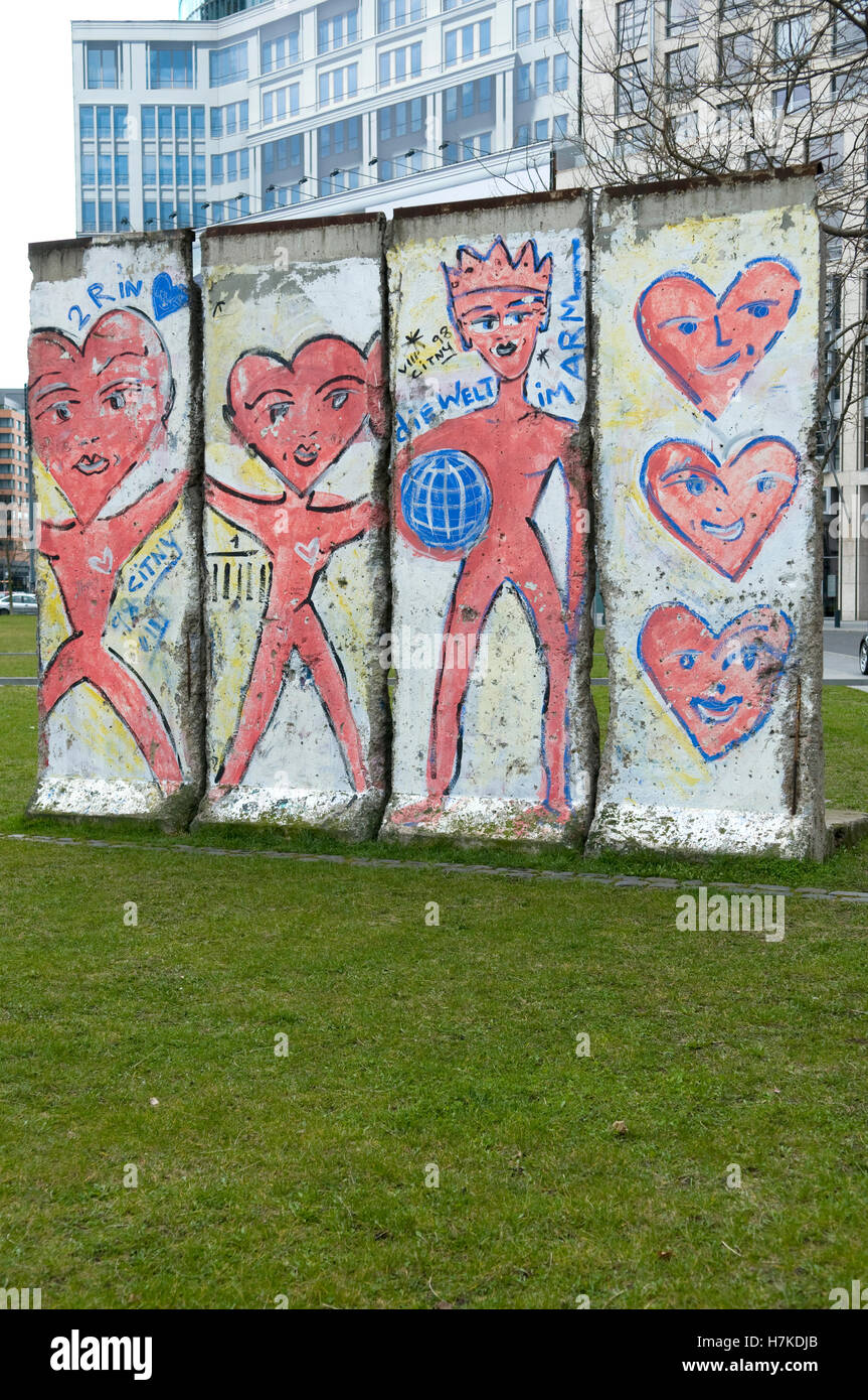 Reste der Berliner Mauer am Potsdamer Platz, Berlin Stockfoto