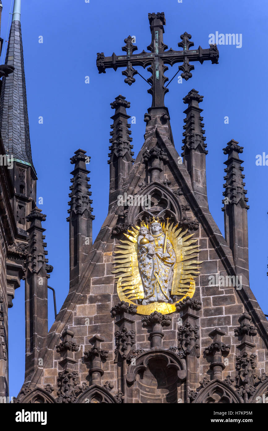 Detail der Kirche der Muttergottes vor dem Tyn, Prag Teynkirche, Tschechische Republik Stockfoto