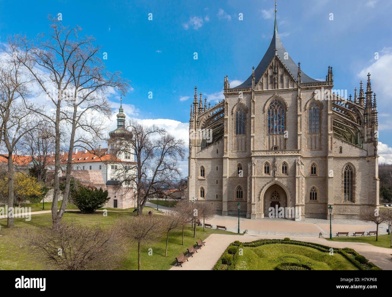 Jesuitenkolleg und gotische Kirche Kathedrale St. Barbara, Kutna Hora, Tschechische Republik Stockfoto