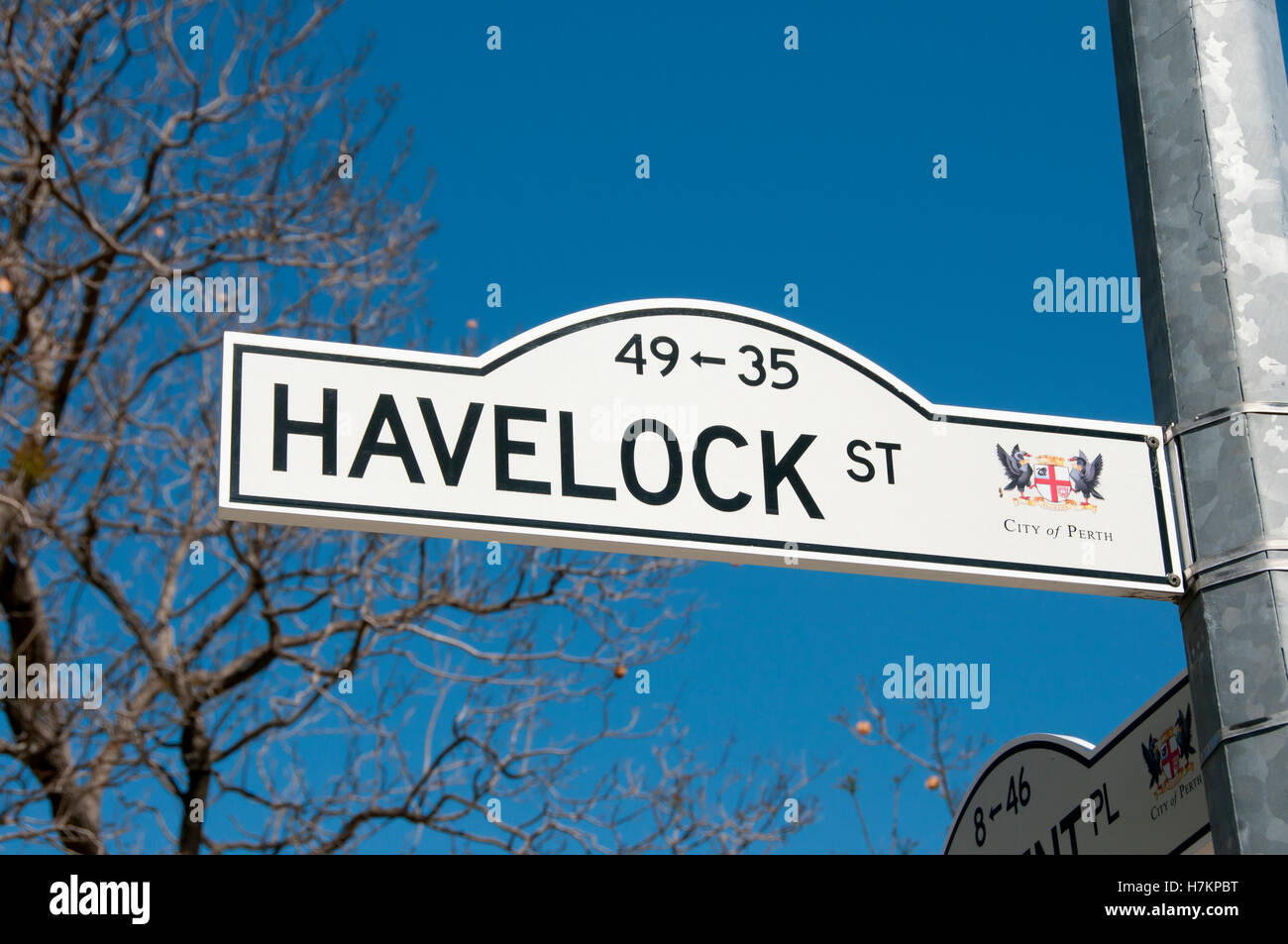 Havelock Straße Zeichen - Perth - Australien Stockfoto