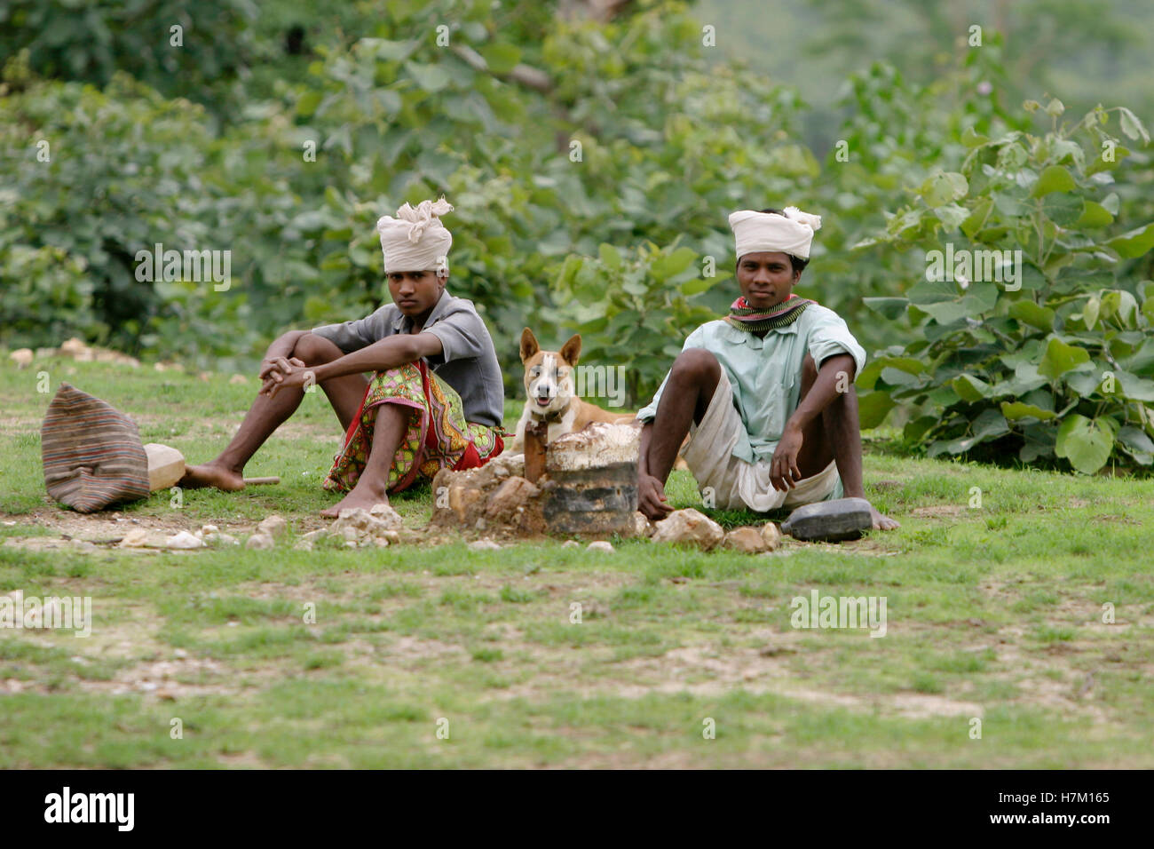 Dorfbewohner, Dorf Khatia, Madhya Pradesh, Indien Stockfoto