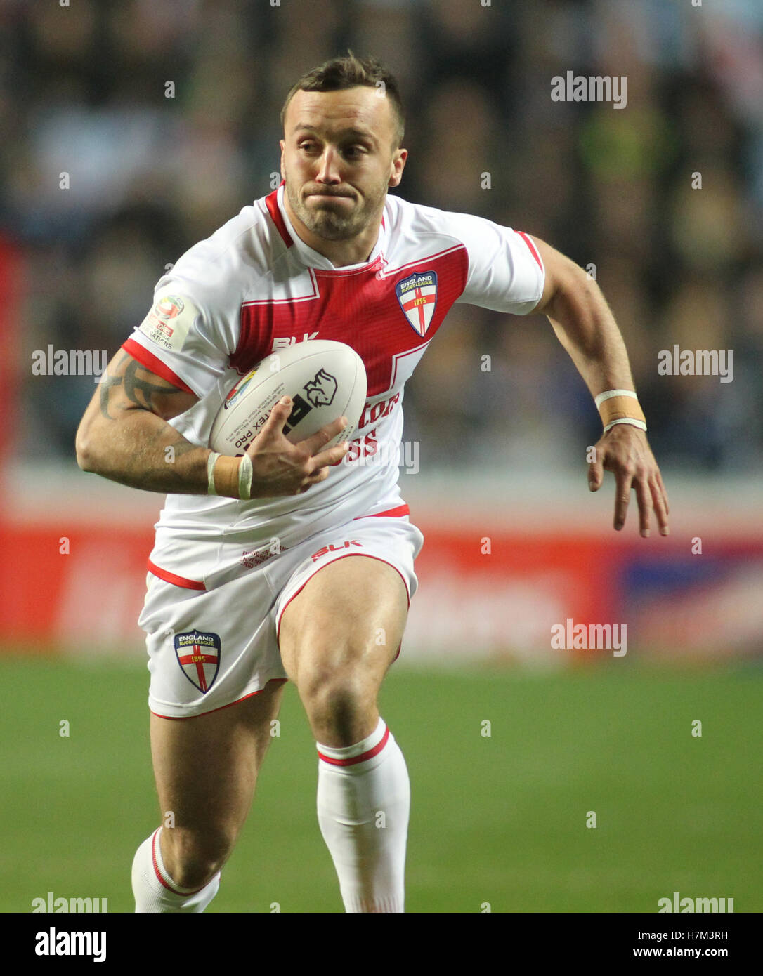 Ricoh Arena in Coventry, UK. 5. November 2016. England Vs Schottland während der 2016 Ladbrokes vier Nationen übereinstimmen. Josh Hodgson von England während der 2016 Ladbrokes vier Nationen Kredit: Stephen Gaunt/Touchlinepics.com/Alamy Live-Nachrichten Stockfoto