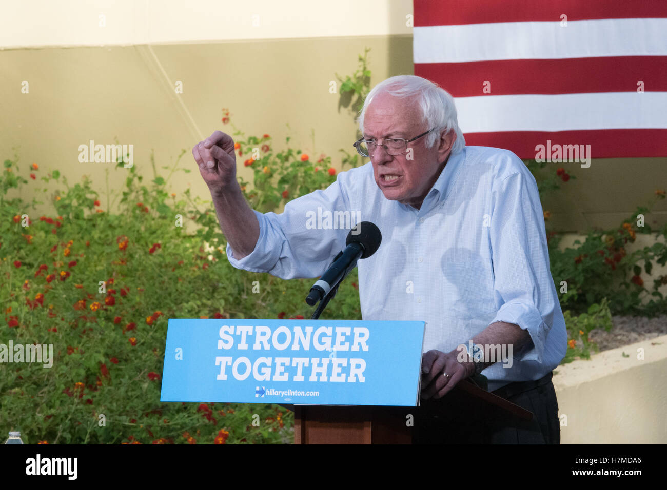 Senator Bernie Sanders Kundgebungen die Masse bei einem GOTV-Event am 6. November 2016 am College of Southern Nevada Northern Campus in Las Vegas, NV. Stockfoto