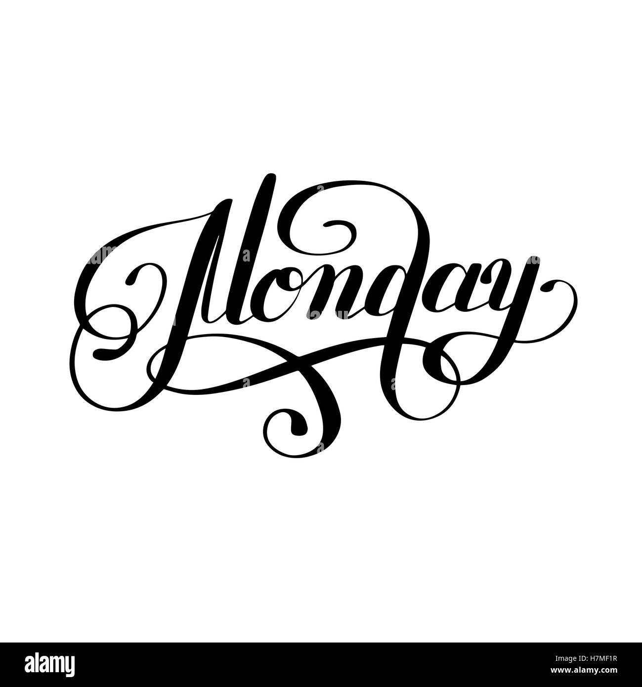 Montag-Tag der Woche handschriftlich schwarzer Tinte Kalligraphie Stock Vektor