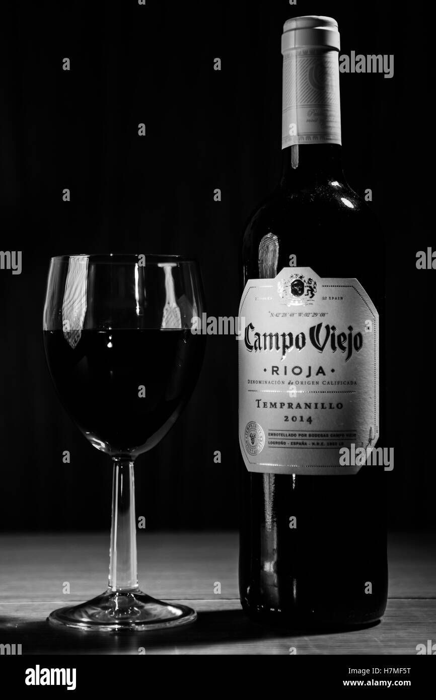 Rot Wein Rioja Stillleben Stockfoto