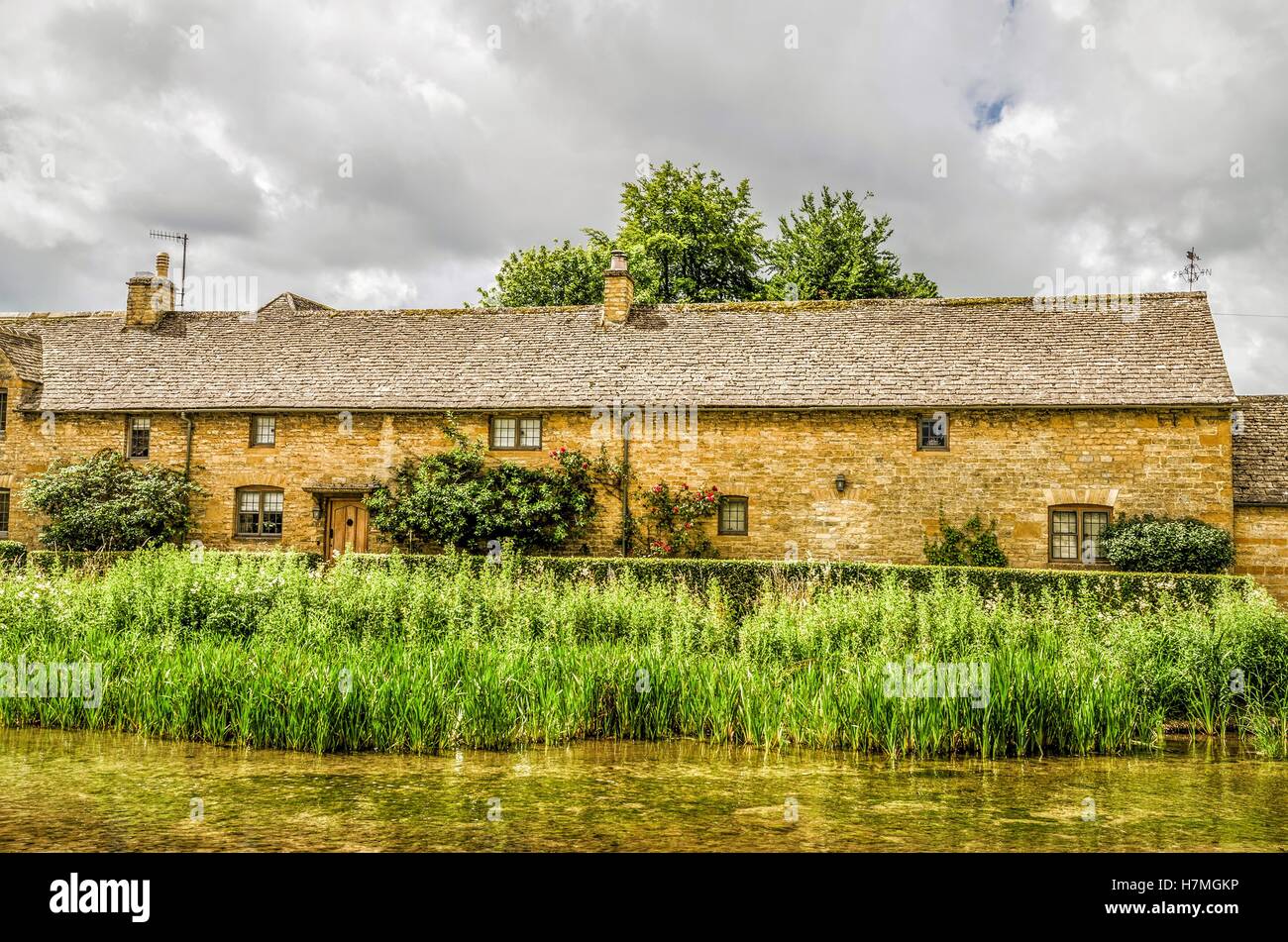 Terrasse auf dem Land an Lower Slaughter Stockfoto