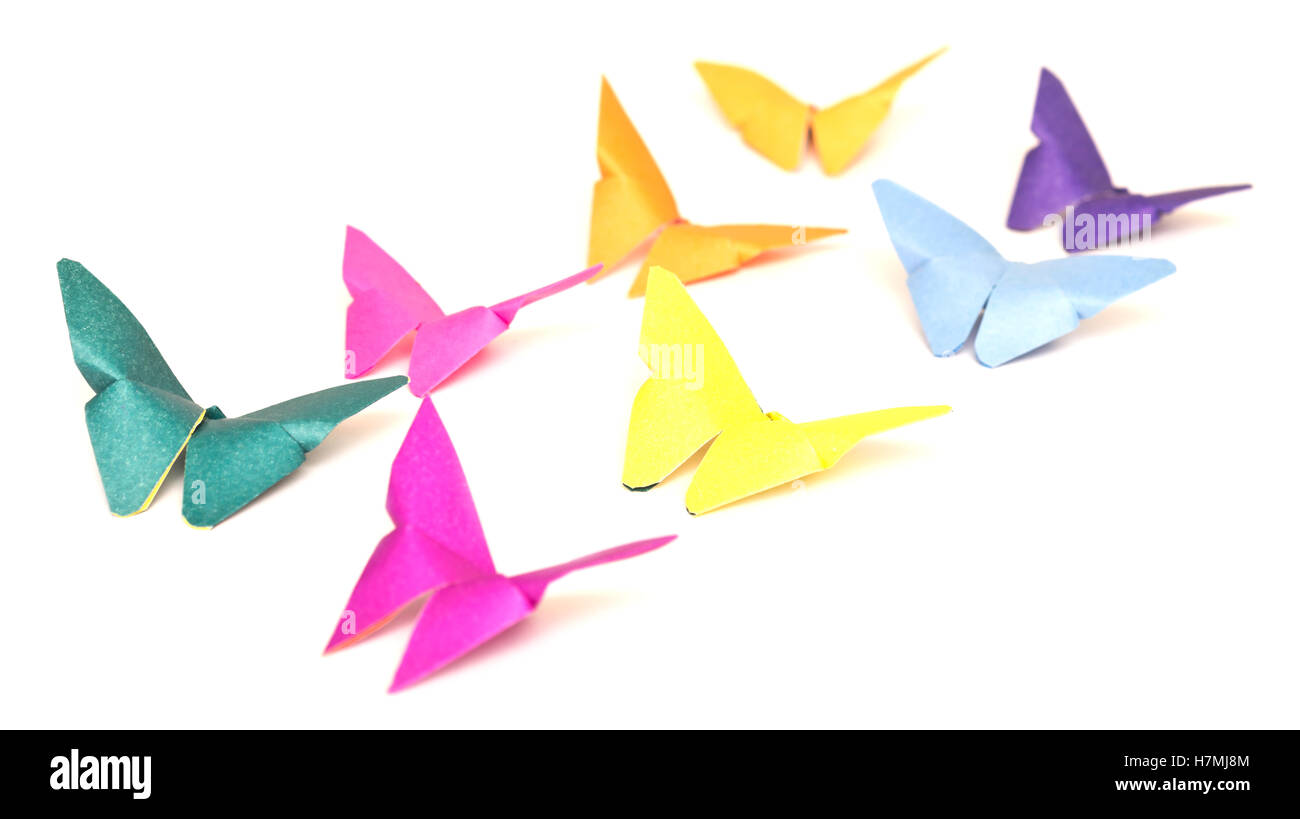 Origami Schmetterling Isoliert Auf Weißem Hintergrund