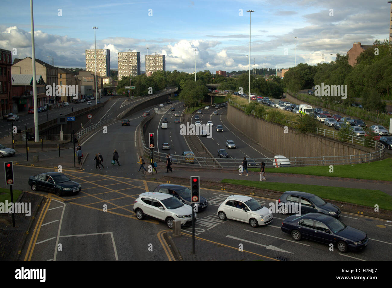 Charing Cross Traffic mit der M8-Glasgow Stockfoto
