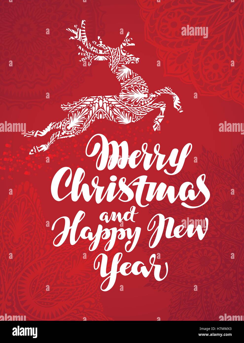 Frohe Weihnachten und glückliches neues Jahr. Dekorative Weihnachts-Grußkarte Stock Vektor