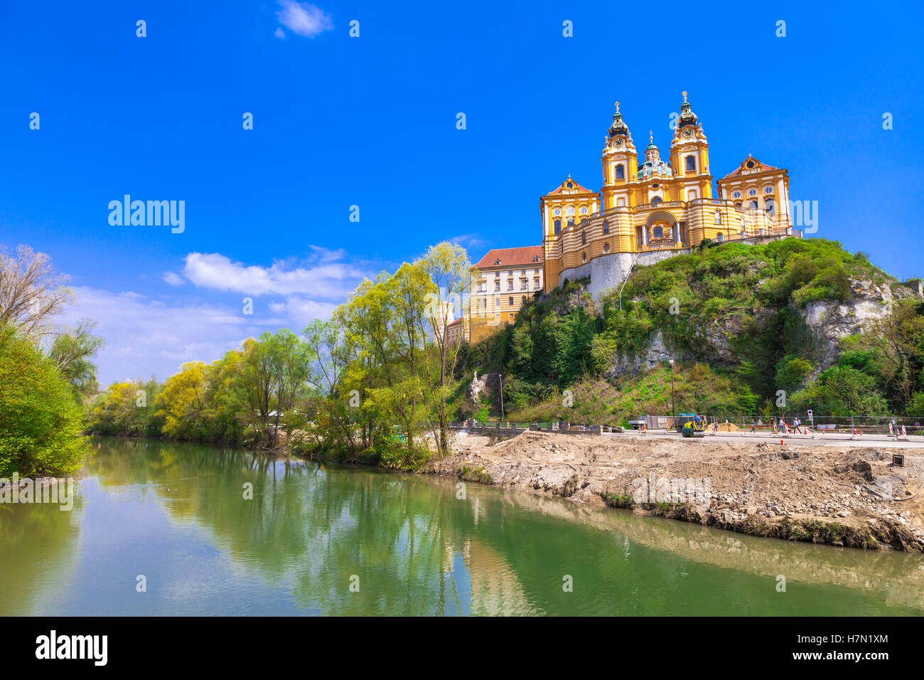 Melk mit berühmten Benediktiner-Abtei in Österreich Stockfoto