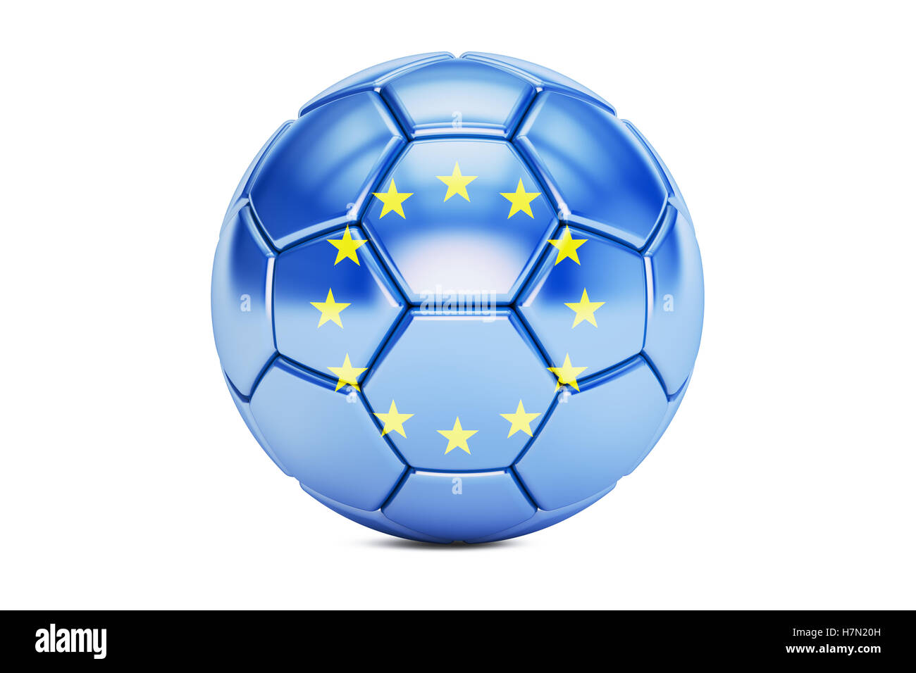 Fußball-Ball mit Flagge der Europäischen Union, 3D rendering Stockfoto