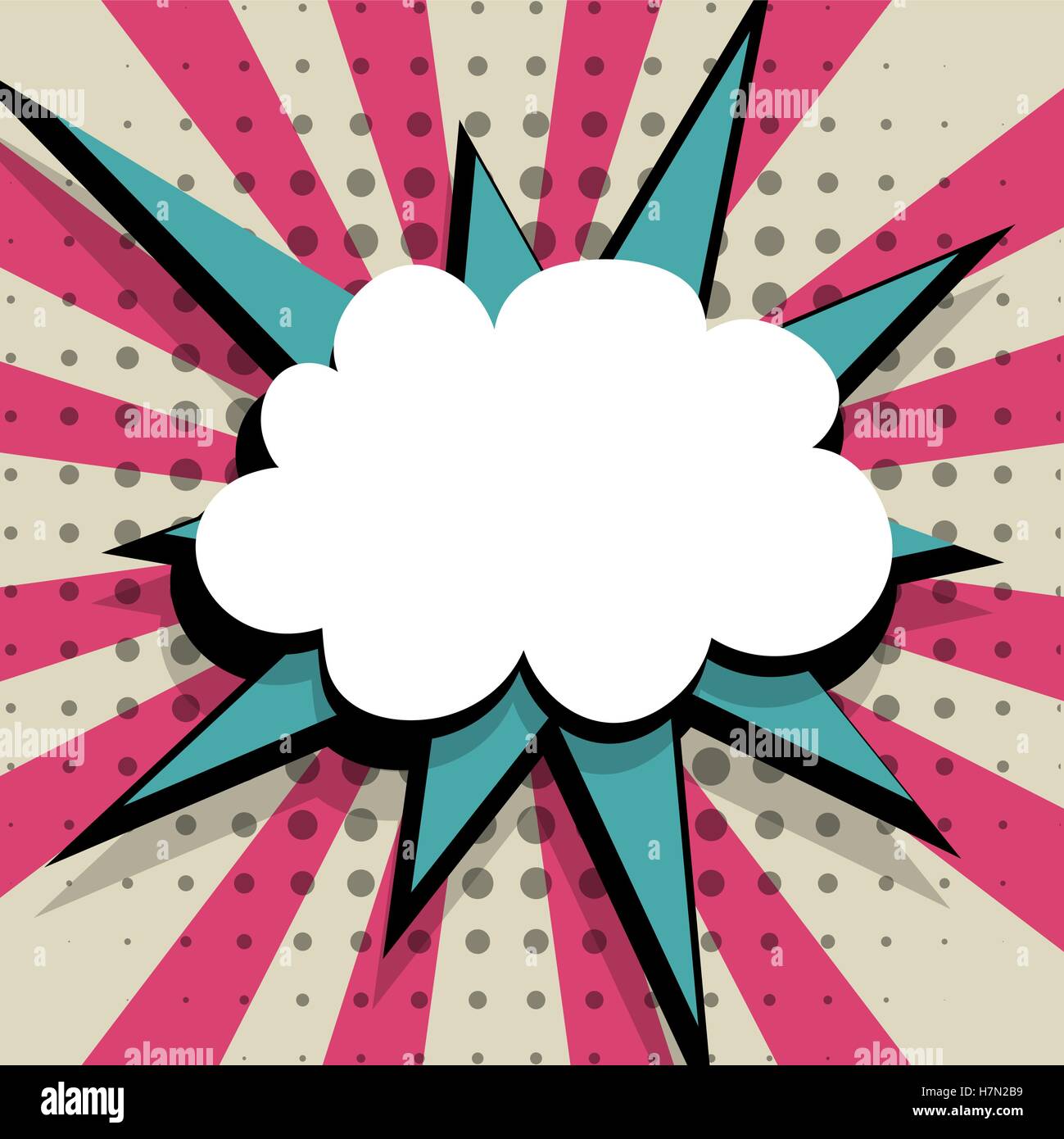 Leeren Sie klaren Boom Comic-Sprechblase Pop-Art Stil. Retro comic Text Blase. Nachricht-Wolke-Vintage-Hintergrund-Aufkleber. Vektor Stock Vektor