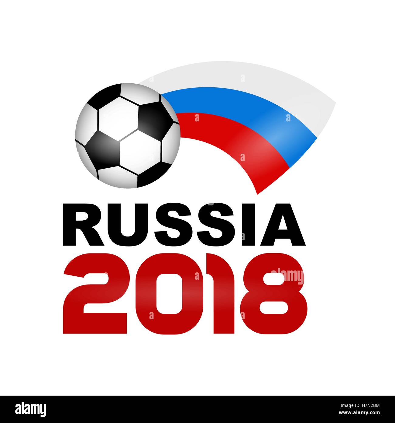 Logo Fußball Weltmeisterschaft 2018 in Russland. Poster russische Flagge. Vektor-Illustration. Flache farbige Banner isoliert Fußball Stock Vektor