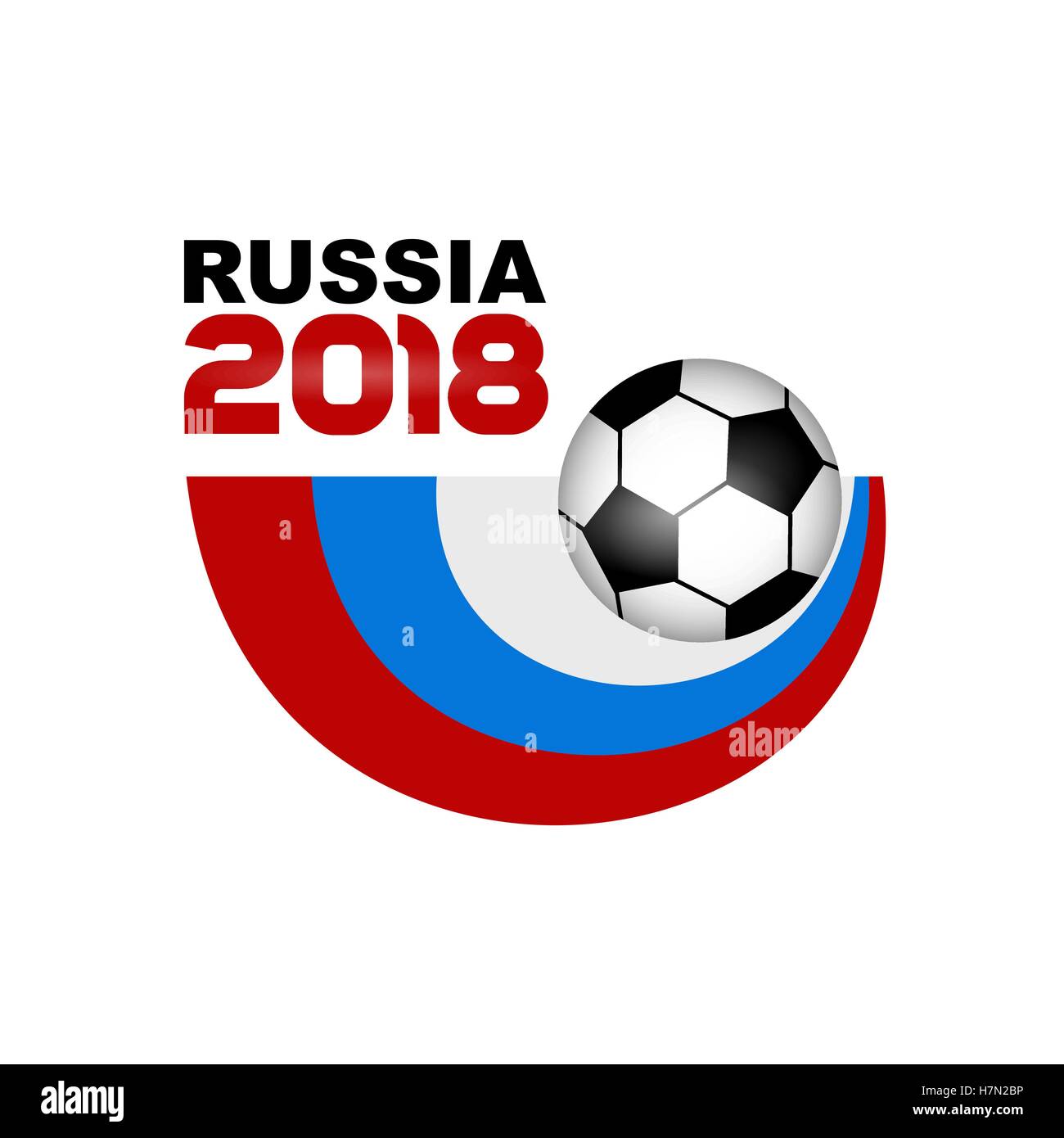 Logo Fußball Weltmeisterschaft 2018 in Russland. Poster mit russischer Flagge. Vektor-Illustration. Wohnung farbige Banner isoliert Fußball Stock Vektor