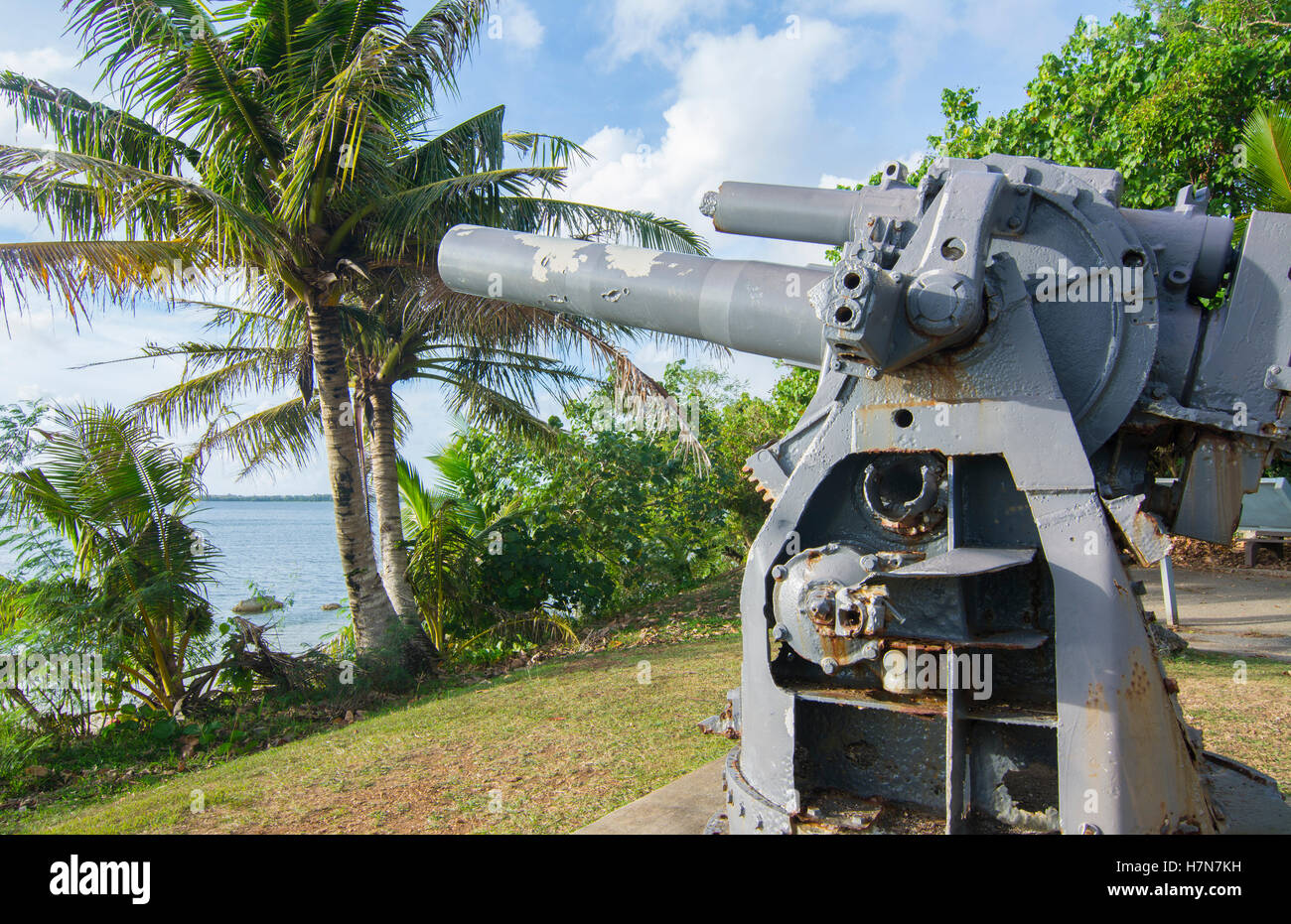 Guam USA Gebiet War In The Pacific Park mit japanischen 20 cm Kanonen Stockfoto