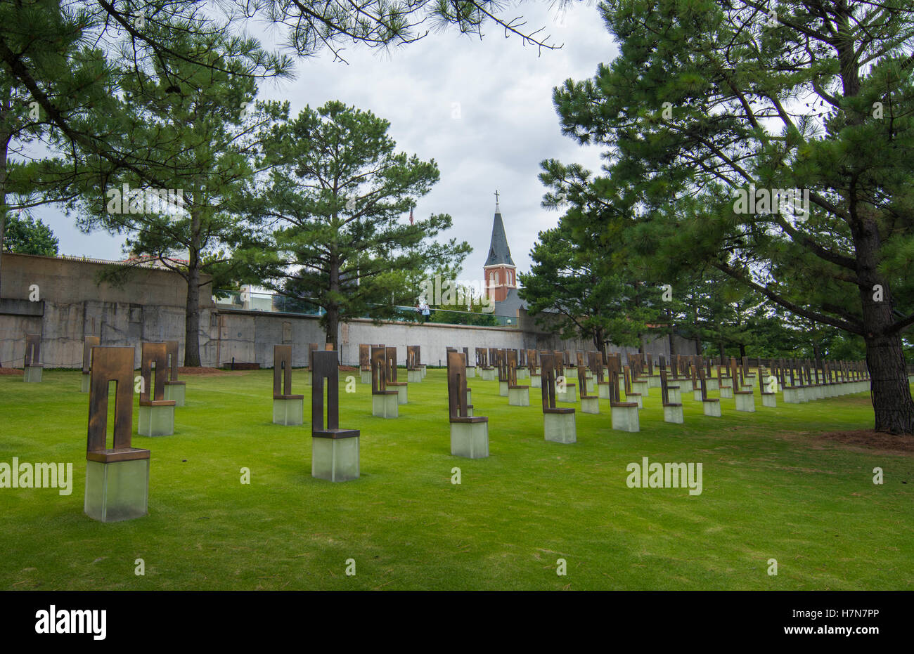 Oklahoma City Oklahoma OK, OKC, historische Katastrophe OKC bombing bleibt bei OKC Bombing-Denkmal, das am 19. April 1995 geschah Stockfoto