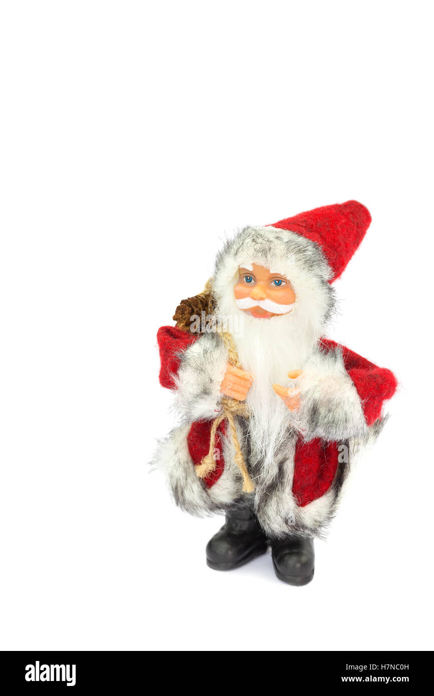 Weihnachtsmann Figur vertikal isoliert auf weißem Hintergrund Stockfoto