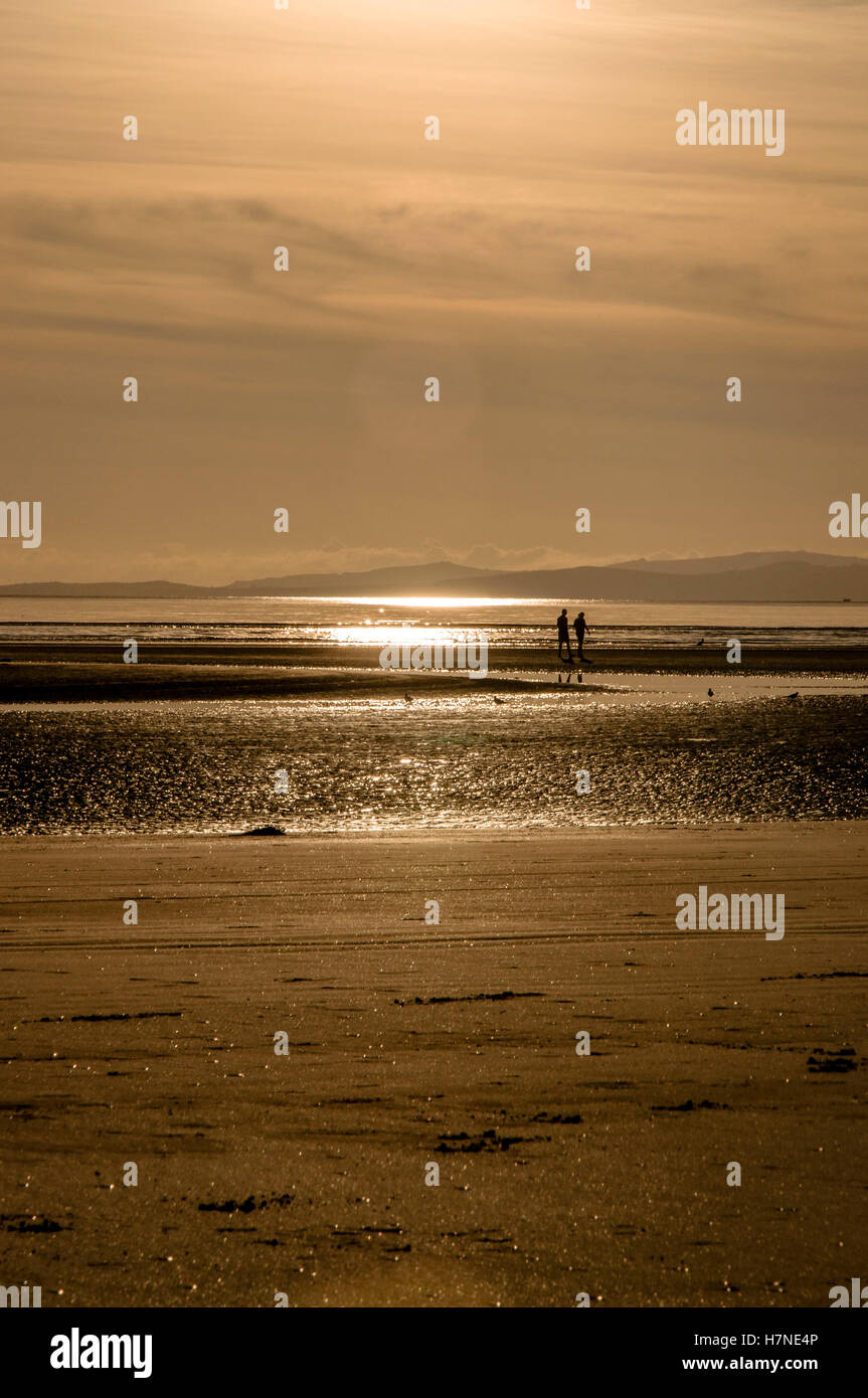 Morfa Bychan Strand, Black Rock Sand Strand. Nord-Wales Stockfoto