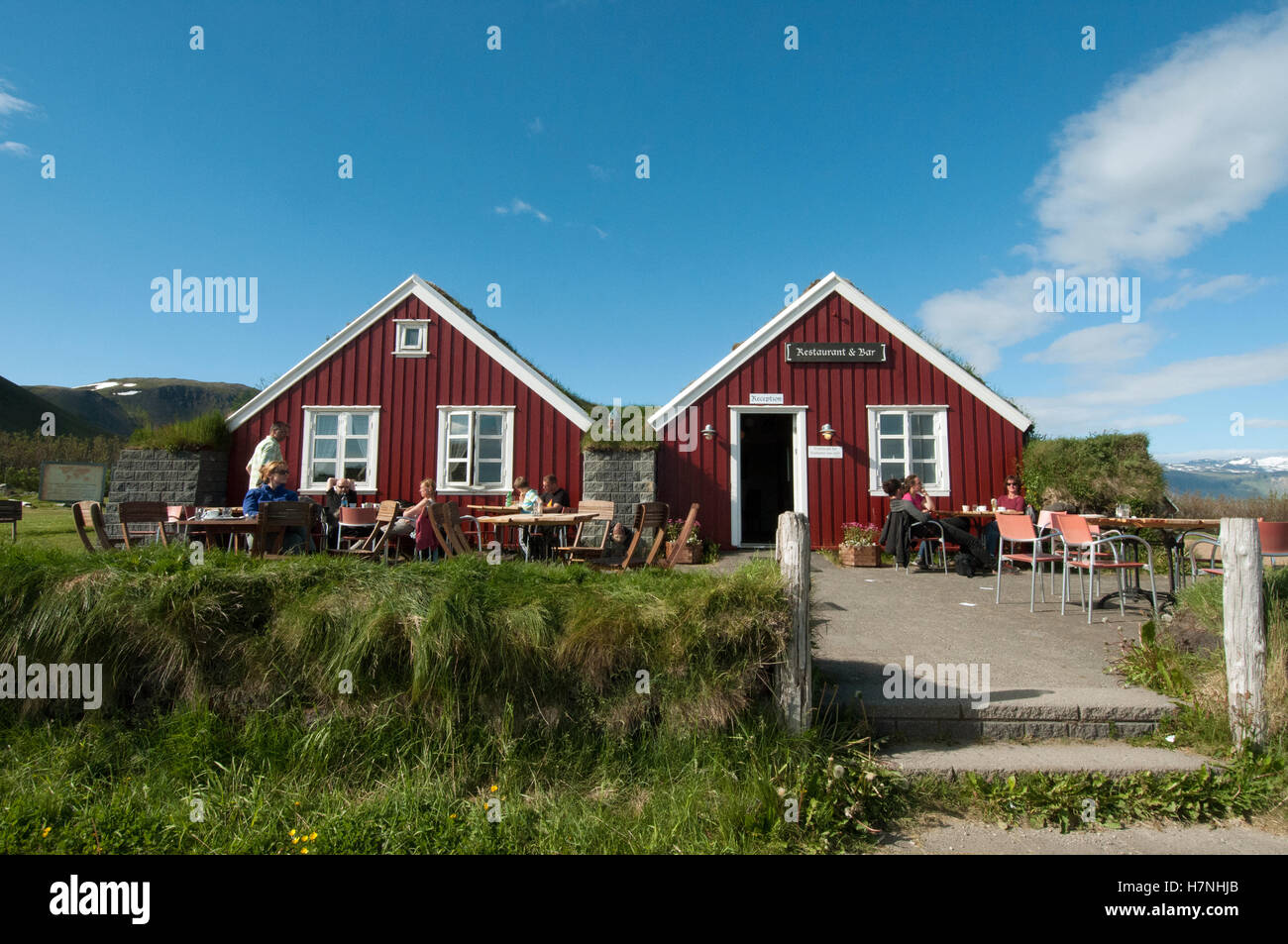 Restaurant und Bar, vesturland Region, Halbinsel Snaefellsnes, Arnarstapi Stockfoto