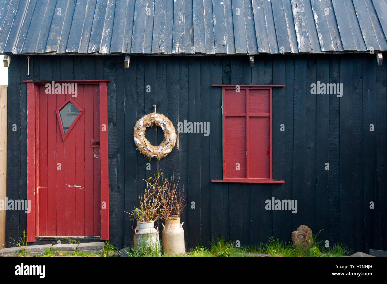 Alte Haus Landschaft Islands Stockfoto