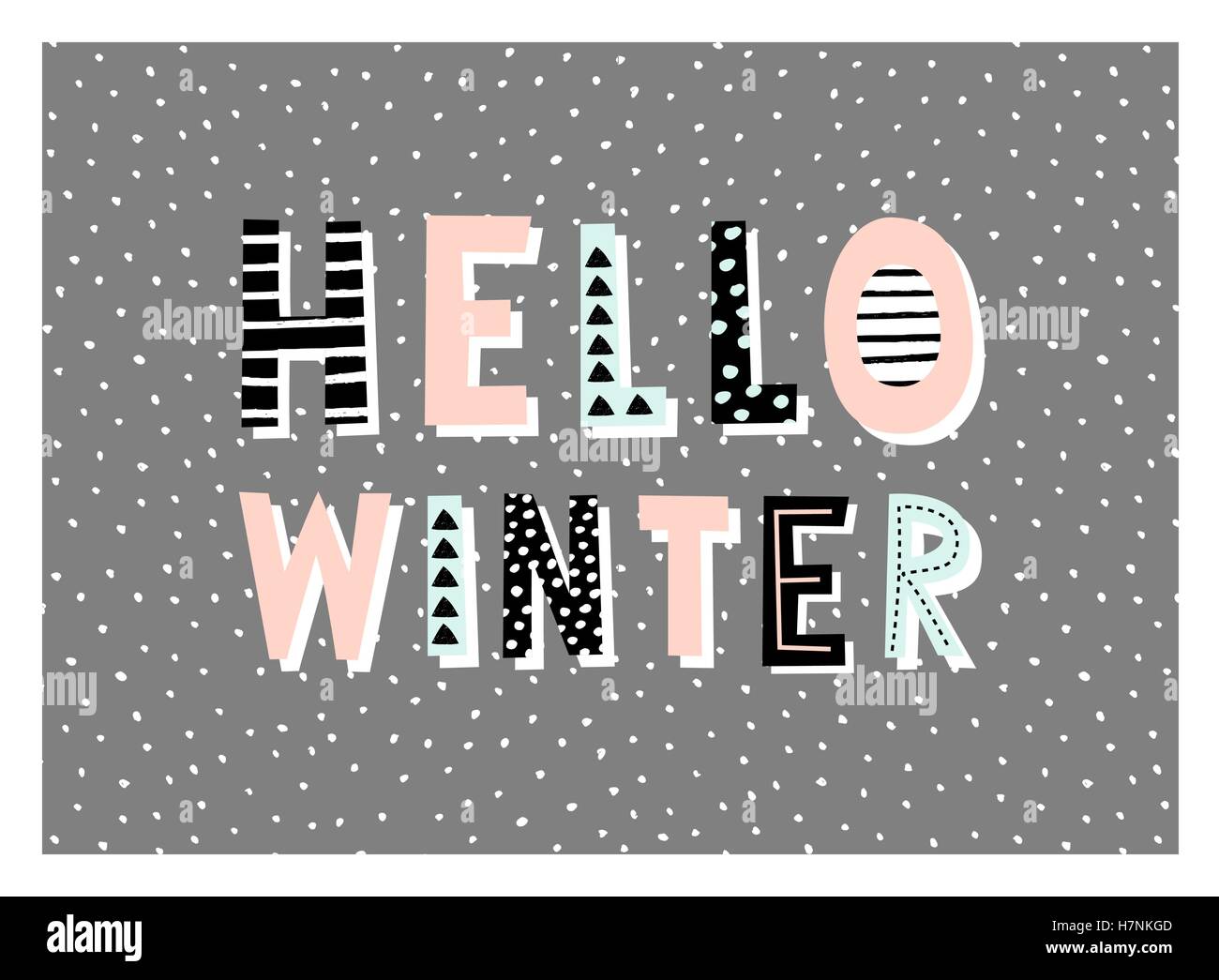 Typografischen Stildesign für eine Weihnachts-Grußkarte mit dekorativen Buchstaben auf dunkelgrauen Hintergrund. Moderne Winter Saison pos Stock Vektor
