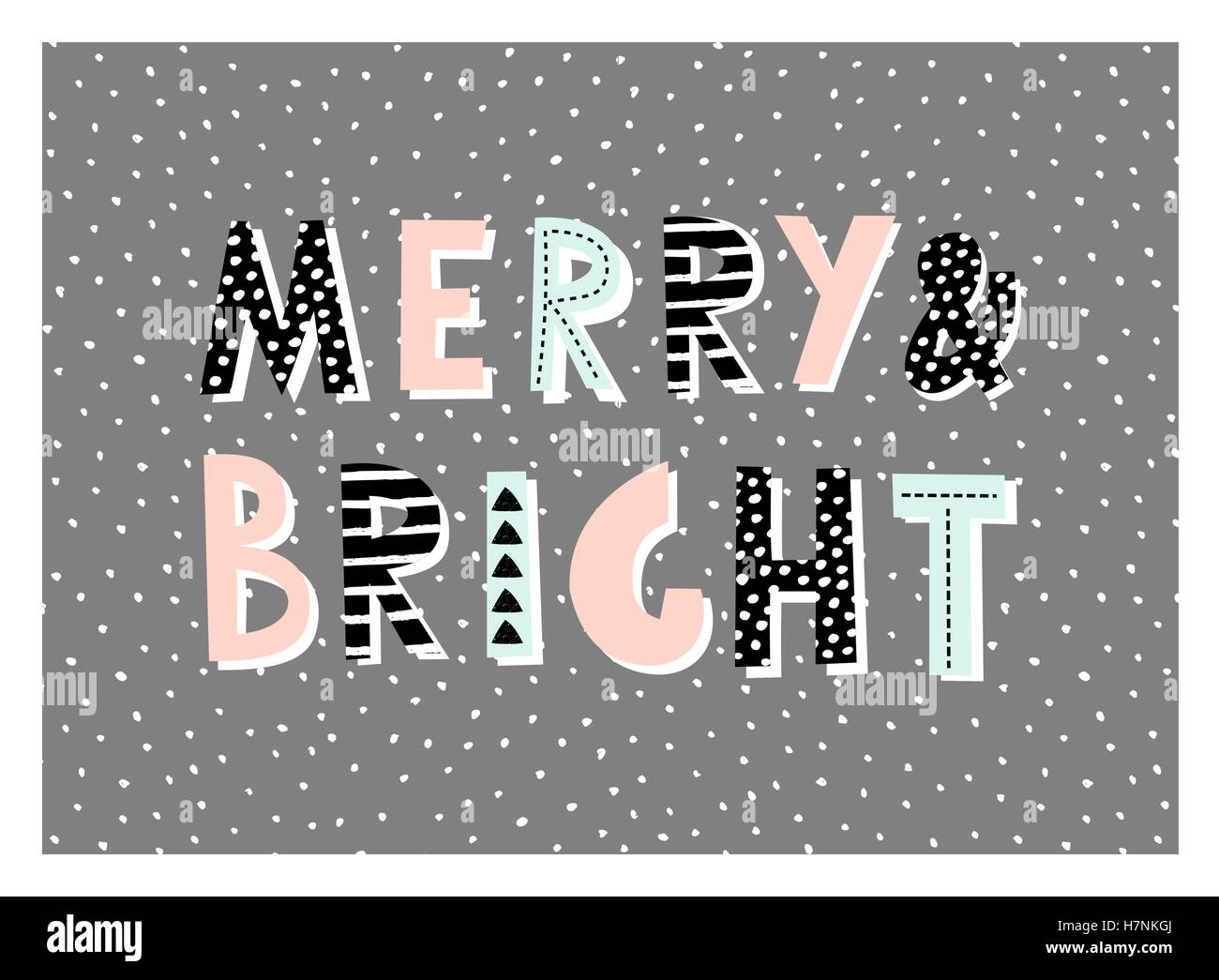 Typografischen Stildesign für eine Weihnachts-Grußkarte mit dekorativen Buchstaben auf dunkelgrauen Hintergrund. Moderne Winter Saison pos Stock Vektor