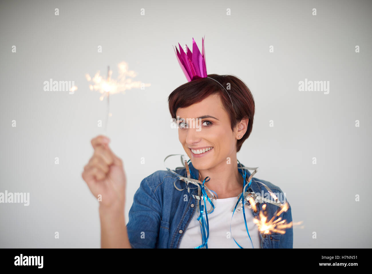 Frau feiert ein sehr wichtiger Stockfoto