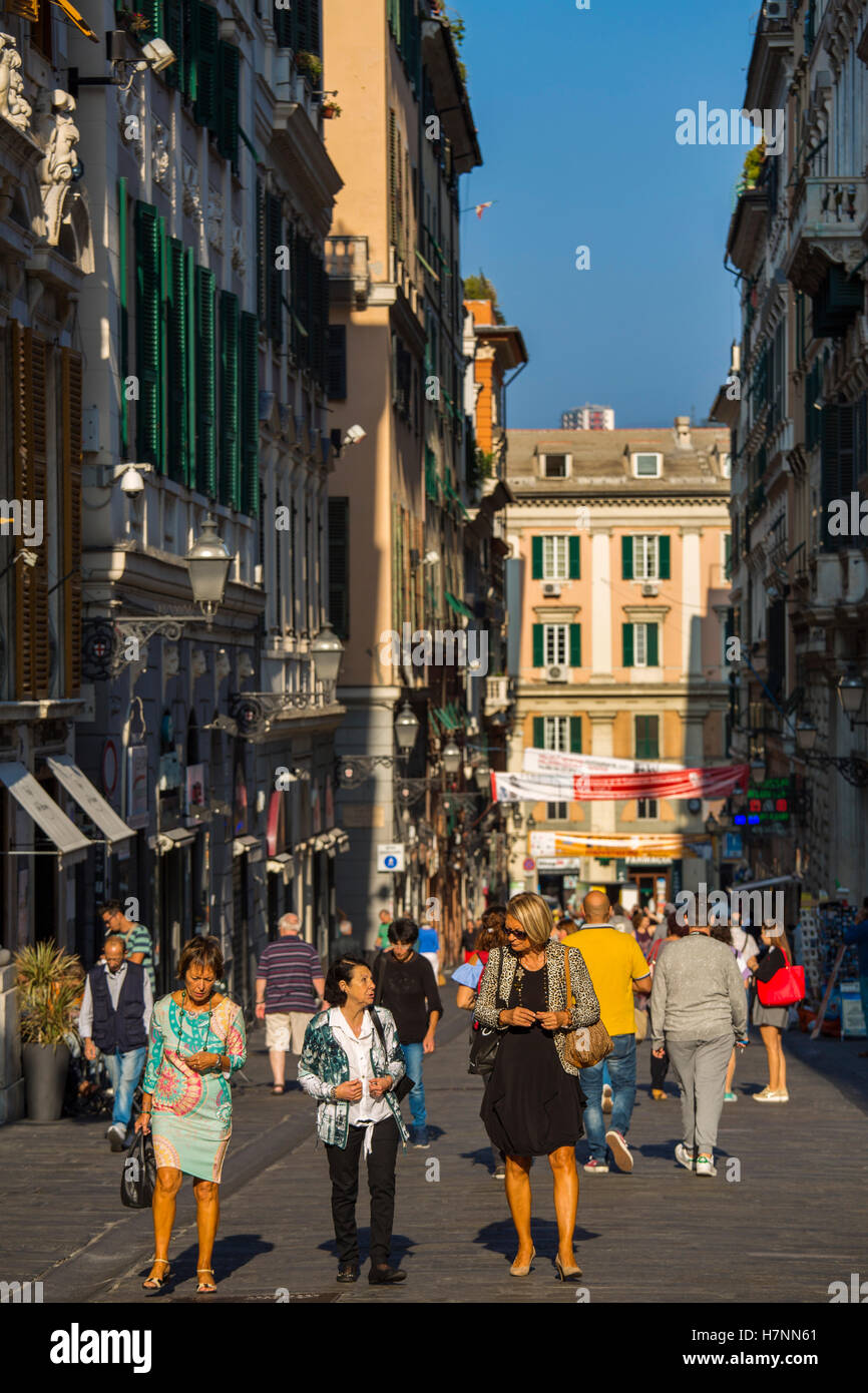 Via San Lorenzo, Altstadt. Altstadt. Genua. Mittelmeer. Ligurien, Italien Europa Stockfoto