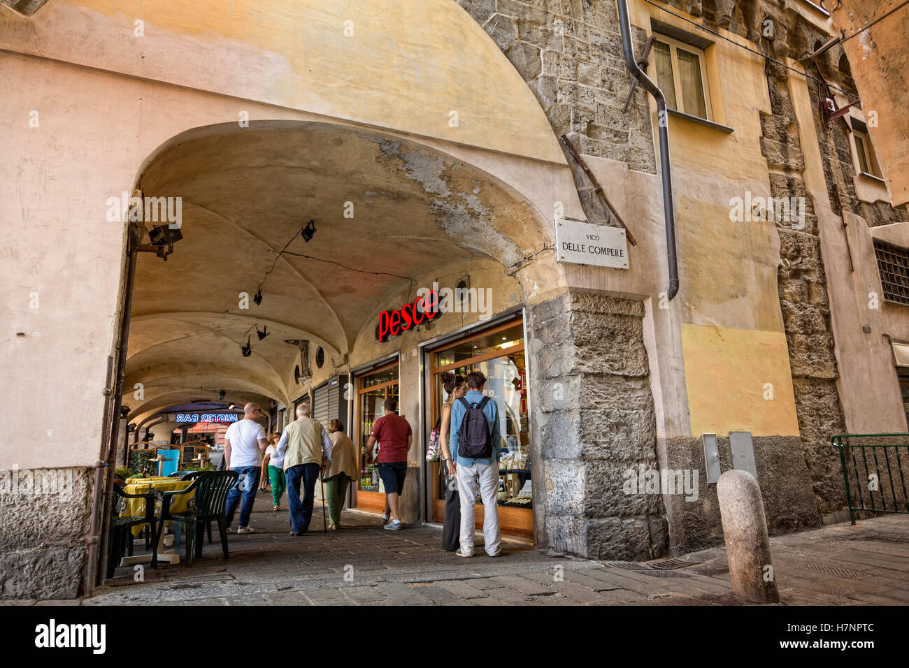 Straße in der Altstadt. Altstadt. Genua. Mittelmeer. Ligurien, Italien Europa Stockfoto
