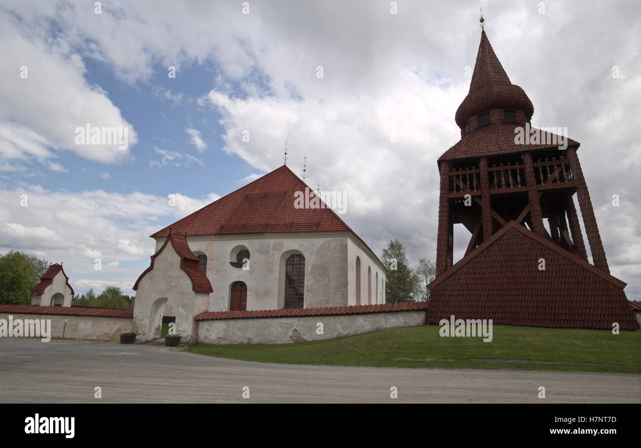 Schwedische Kirche in Oviken in Jamtland County. Stockfoto