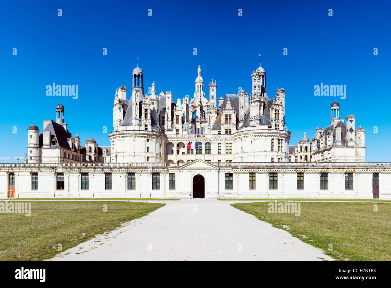 Schloss Chambord im Loire-Tal, Frankreich von Südosten gesehen Stockfoto